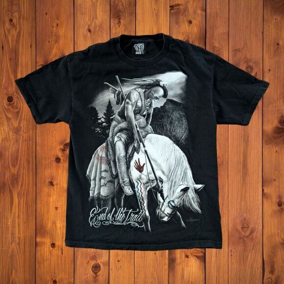 Retro Y2K Native American End Of The Trail Men's Western Shirt Large - Picture 1 of 8